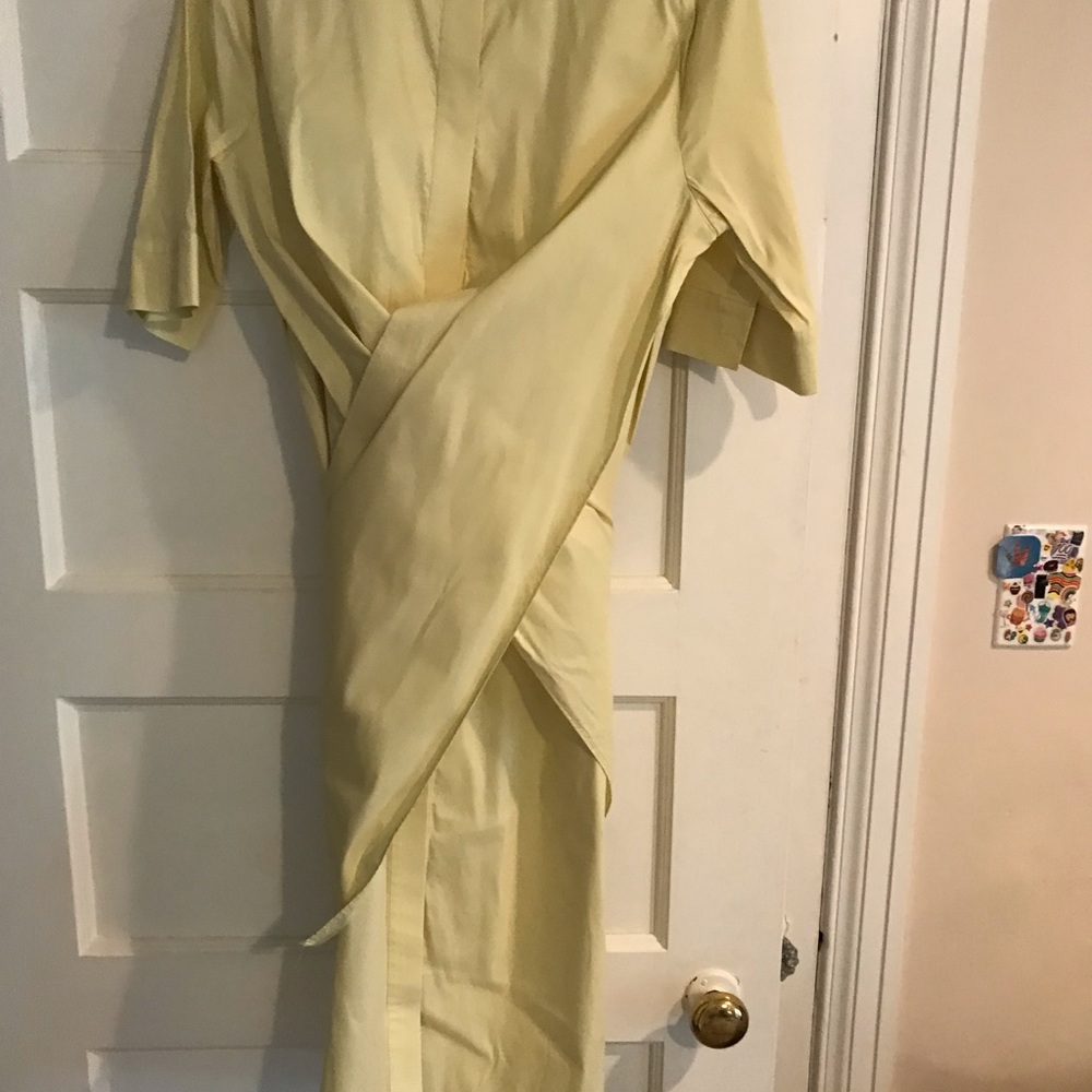Yellow cross cross at waist cos dress